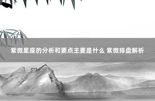 紫微星座的分析和要点主要是什么 紫微排盘解析