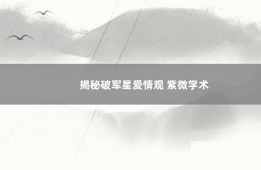 揭秘破军星爱情观 紫微学术