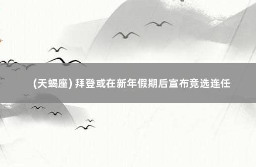 (天蝎座) 拜登或在新年假期后宣布竞选连任