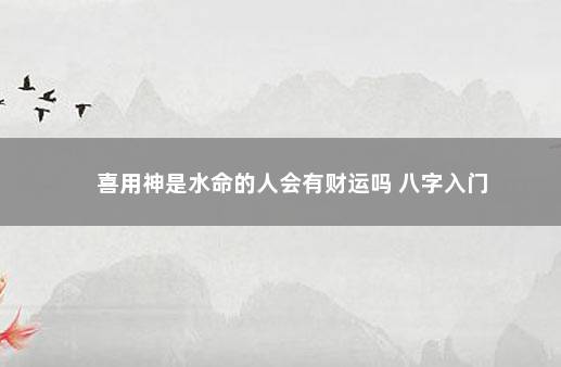 喜用神是水命的人会有财运吗 八字入门