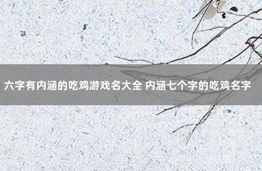 六字有内涵的吃鸡游戏名大全 内涵七个字的吃鸡名字