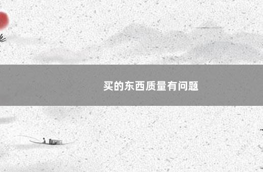 买的东西质量有问题