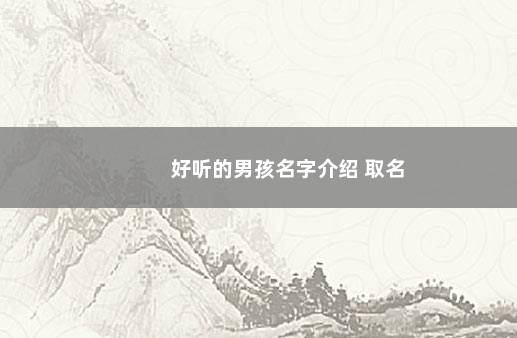 好听的男孩名字介绍 取名