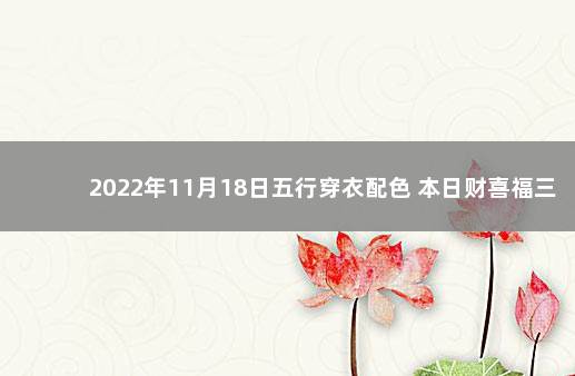 2022年11月18日五行穿衣配色 本日财喜福三神方位