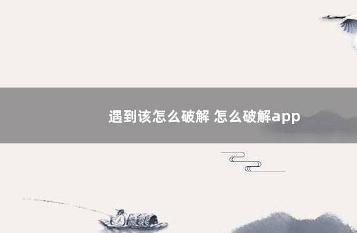 遇到该怎么破解 怎么破解app