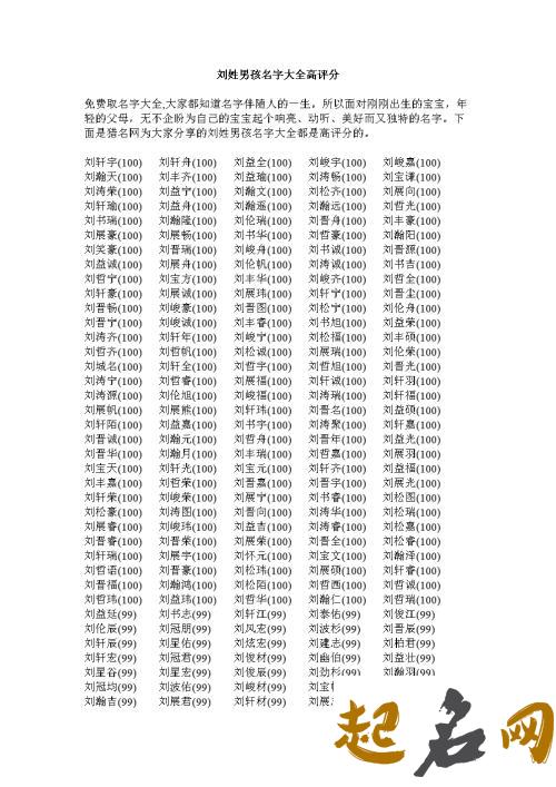 刘姓女孩名字大全 刘姓100分好名