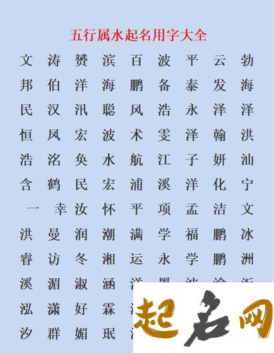 五行属水的字大全及含释义查询表 点字的五行属性及含义