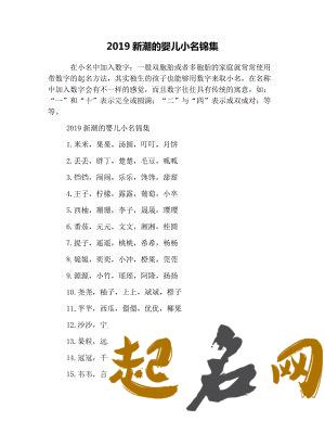 2019最新最特别乳名 2019最洋气名字