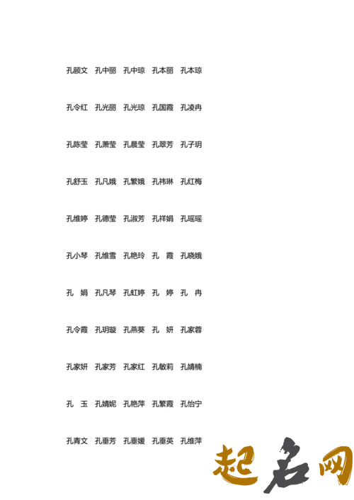 姓孔的女孩名字洋气 孔姓女孩名字起名大全 孔姓垂字辈男孩起名2019