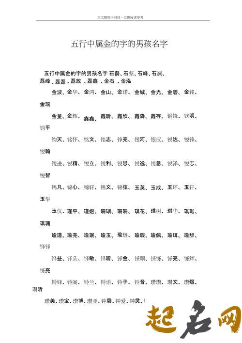 给小孩取名字如何选择五行合适的字 五行属金的男孩名字