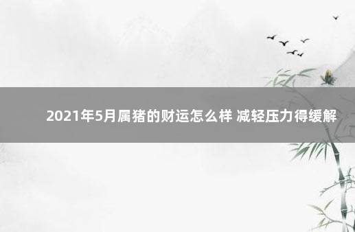 2021年5月属猪的财运怎么样 减轻压力得缓解