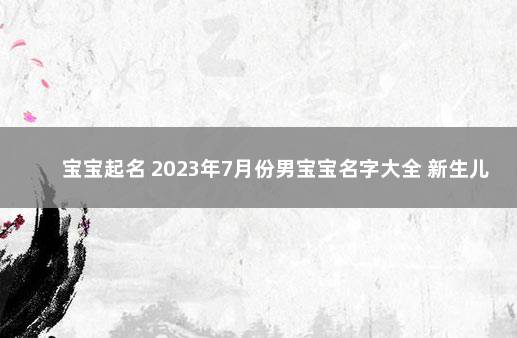 宝宝起名 2023年7月份男宝宝名字大全 新生儿取名