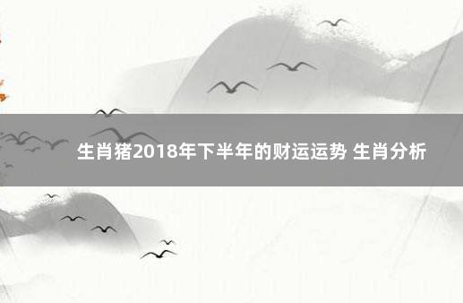 生肖猪2018年下半年的财运运势 生肖分析