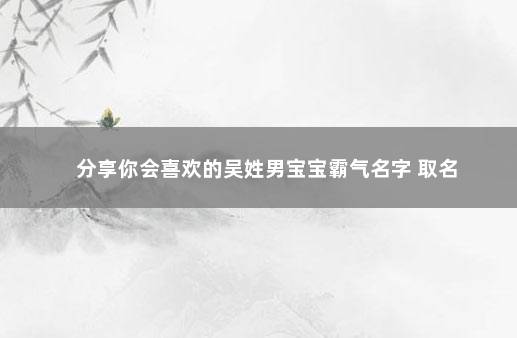 分享你会喜欢的吴姓男宝宝霸气名字 取名