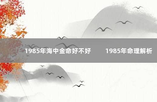 1985年海中金命好不好 　　1985年命理解析