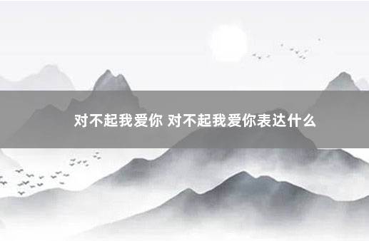 对不起我爱你 对不起我爱你表达什么