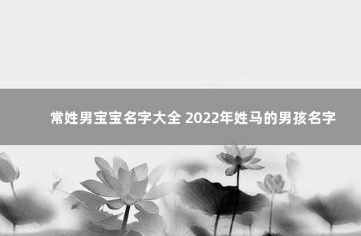 常姓男宝宝名字大全 2022年姓马的男孩名字