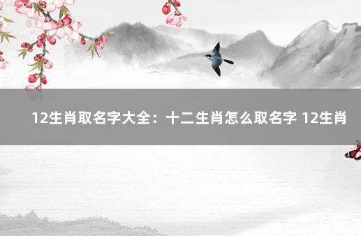 12生肖取名字大全：十二生肖怎么取名字 12生肖取名自查