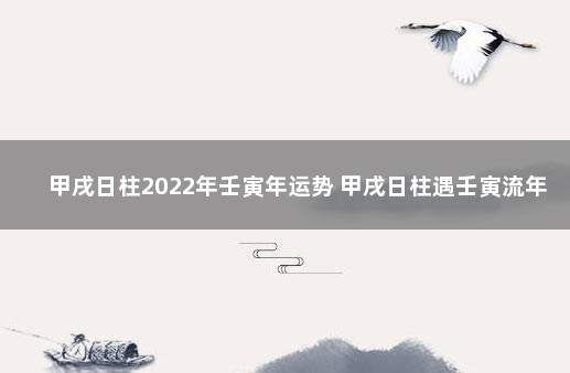 甲戌日柱2022年壬寅年运势 甲戌日柱遇壬寅流年