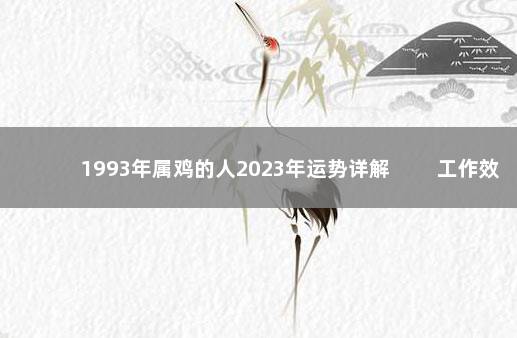 1993年属鸡的人2023年运势详解 　　工作效率不断提高