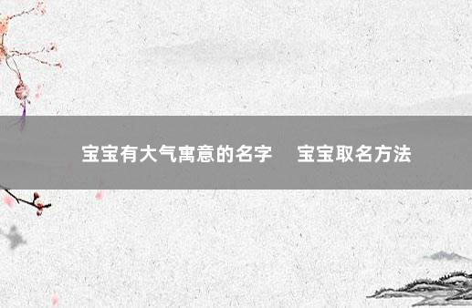 宝宝有大气寓意的名字 　宝宝取名方法