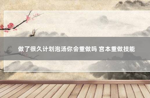 做了很久计划泡汤你会重做吗 宫本重做技能