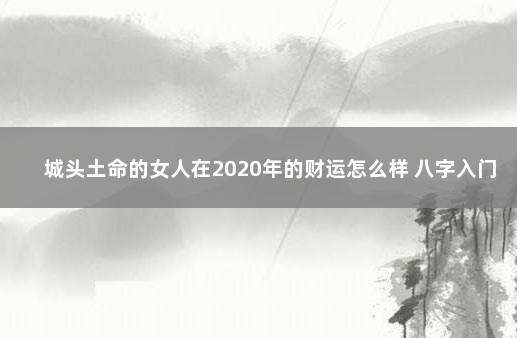 城头土命的女人在2020年的财运怎么样 八字入门