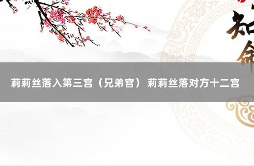 莉莉丝落入第三宫（兄弟宫） 莉莉丝落对方十二宫