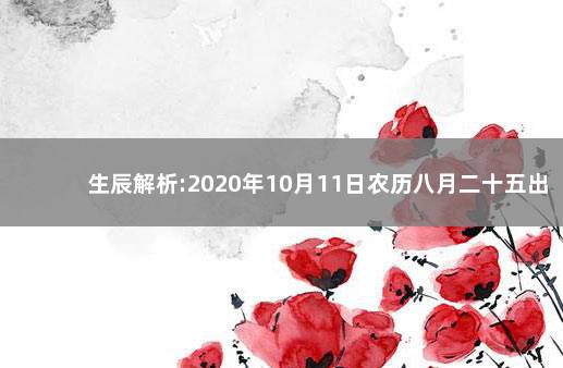 生辰解析:2020年10月11日农历八月二十五出生的孩子八字起名 取名