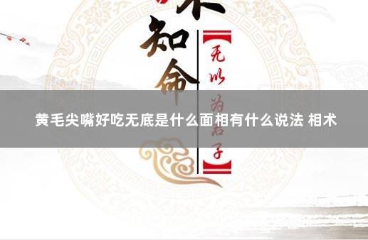 黄毛尖嘴好吃无底是什么面相有什么说法 相术