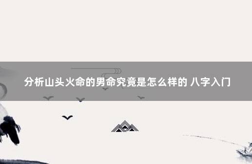 分析山头火命的男命究竟是怎么样的 八字入门