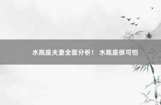 水瓶座夫妻全面分析！ 水瓶座很可怕