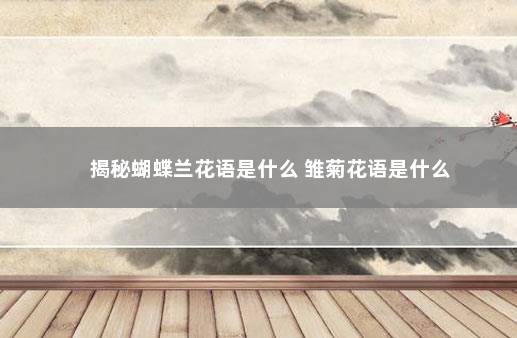 揭秘蝴蝶兰花语是什么 雏菊花语是什么