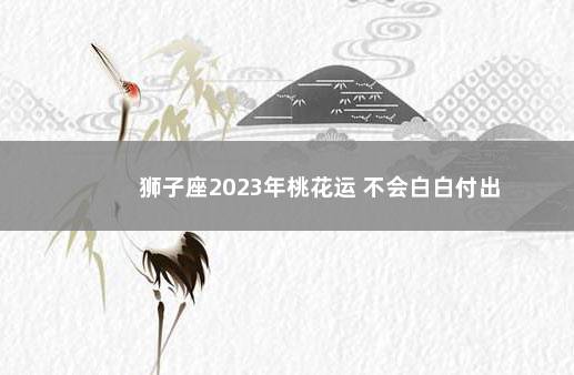 狮子座2023年桃花运 不会白白付出