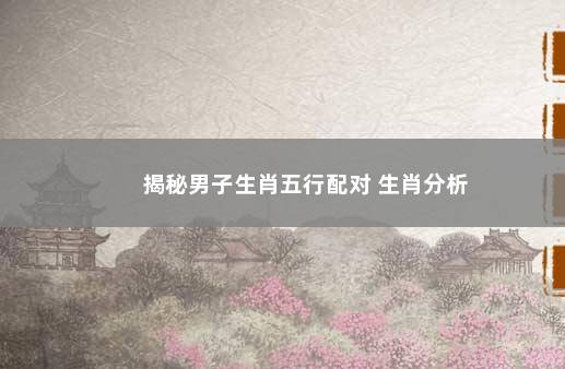 揭秘男子生肖五行配对 生肖分析