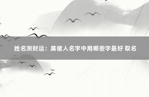 姓名测财运：属猪人名字中用哪些字最好 取名