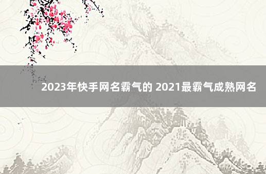 2023年快手网名霸气的 2021最霸气成熟网名