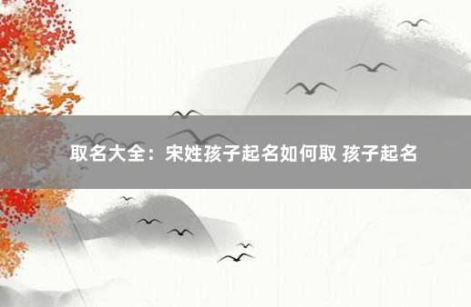 取名大全：宋姓孩子起名如何取 孩子起名