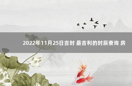 2022年11月25日吉时 最吉利的时辰查询 房产新政2022年11月