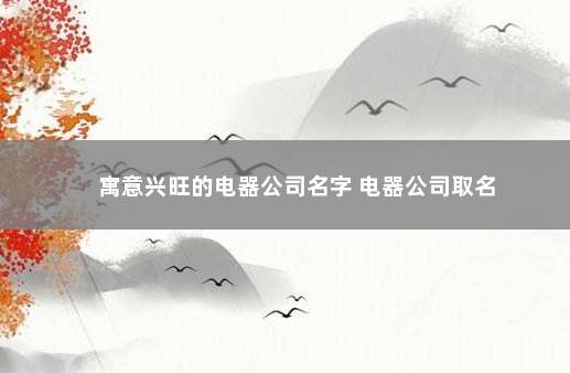 寓意兴旺的电器公司名字 电器公司取名