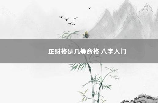 正财格是几等命格 八字入门