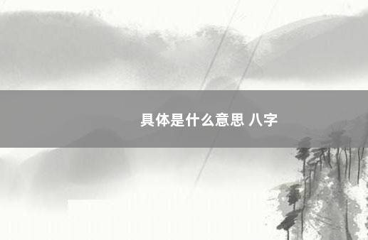 具体是什么意思 八字