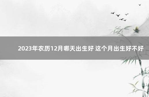 2023年农历12月哪天出生好 这个月出生好不好 放假时间表2023