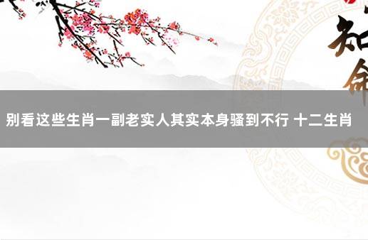 别看这些生肖一副老实人其实本身骚到不行 十二生肖谁是老实人
