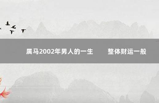 属马2002年男人的一生 　　整体财运一般