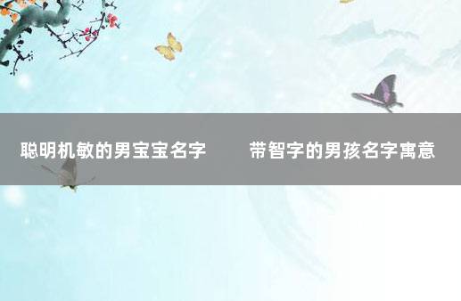 聪明机敏的男宝宝名字 　　带智字的男孩名字寓意