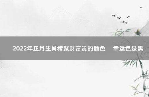 2022年正月生肖猪聚财富贵的颜色 　幸运色是黑色带来福气