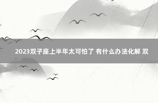 2023双子座上半年太可怕了 有什么办法化解 双子座弱点