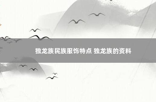 独龙族民族服饰特点 独龙族的资料