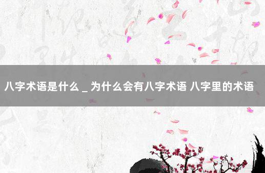 八字术语是什么＿为什么会有八字术语 八字里的术语都是什么意思